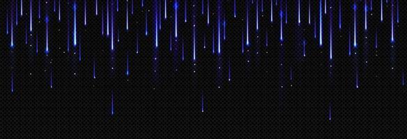 Light effect of meteor rain. Falling stars, comets vector