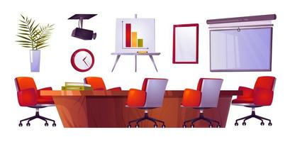 Empty office meeting boardroom vector interior set