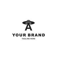 letter A logo and flying saucer vector