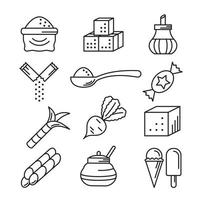 Sugar icons line art isolated on white vector