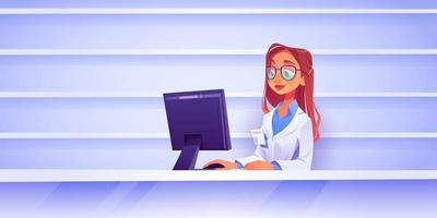 Female nurse hospital receptionist illustration vector