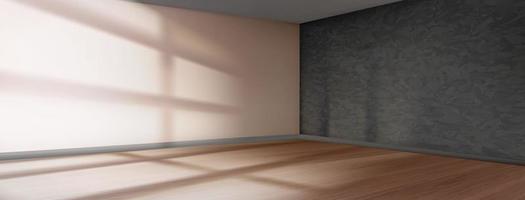 3d empty room corner render with gray wall vector