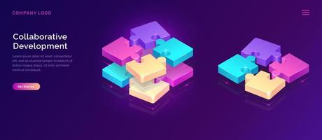 Collaborative development, isometric concept vector