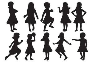 Children playing silhouette design free vector