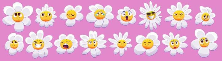Cute daisy flower character with smiling face vector