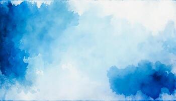 blue tone watercolor painted overlay on painting paper background, photo