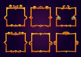 Cartoon set of golden square game frames vector