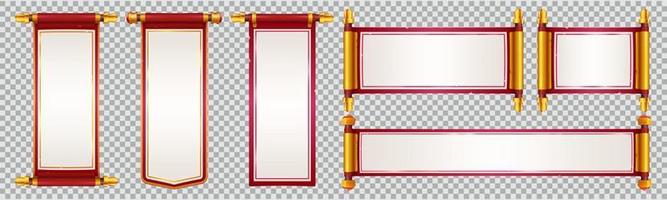 Chinese paper scroll vector dialogue frame set