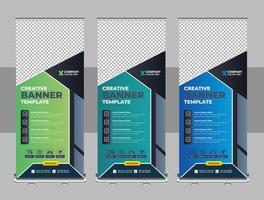 Roll up banner design template, Business banner layout. vertical, abstract background, pull up design, modern x-banner, rectangle size, presentation, poster, advertisement, print media vector