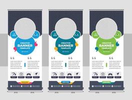 Roll up banner design template, Business banner layout. vertical, abstract background, pull up design, modern x-banner, rectangle size, presentation, poster, advertisement vector