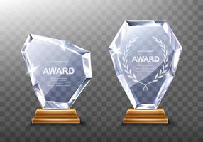 Glass trophy or acrylic winner award realistic vector