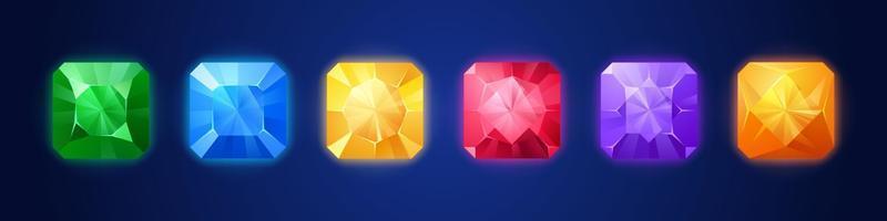 Gem icon set for match 3 game diamond and jewel. vector