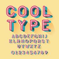 Cool isometric font, alphabet letters and numbers vector