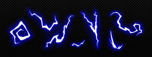 Electric thunder bolt effect. Blue lightnings vector