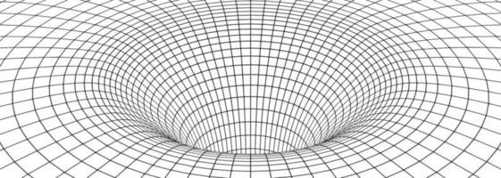 Black hole, wormhole, wireframe grid of tunnel vector