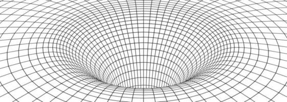 negro agujero, agujero de gusano, estructura metálica cuadrícula de túnel vector