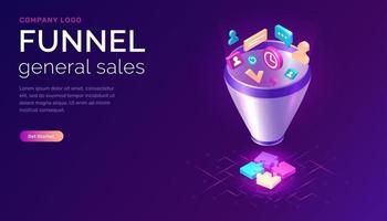 Sales funnel, isometric concept illustration vector