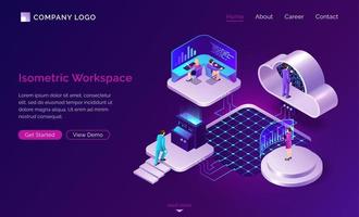 Working space isometric futuristic concept vector