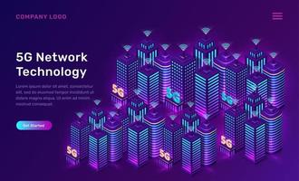 5G network technology, isometric concept vector