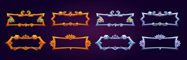 Fantasy golden and silver frames for rpg game vector