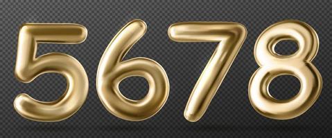 Set of realistic golden numbers on transparent vector