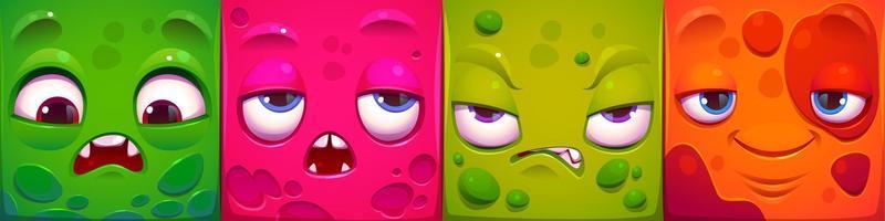 Abstract square monster face avatar with emotions vector