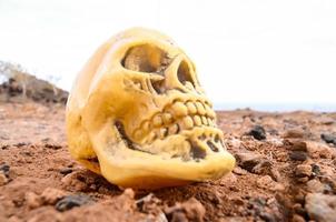 el plastico cráneo en el arena foto