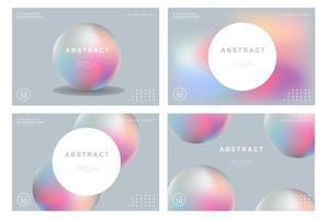 Set of colorful posters. Circle shape with neon lights. Abstract background with liquid gradient for banner, cover, social media posts. vector