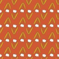 Groovy flowers. Floral seamless pattern. Tulip. Retro cartoon style. Hand-drawn vector illustration. Hippie design.