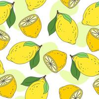 Lemon Pattern seamless on white background Vector Illustration