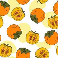 Persimmon Pattern seamless on white background Vector Illustration