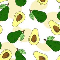 Avocado Pattern seamless on white background Vector Illustration