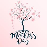 Happy mothers day background with tree and heart shapes vector