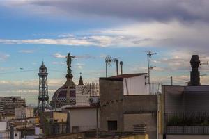 barcelona skyline with storm clouds photo
