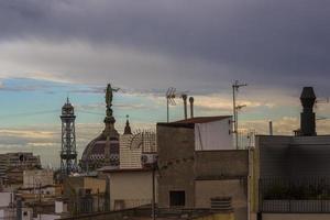 barcelona skyline with storm clouds photo