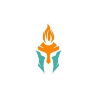 Logo for spartan helmet with fire on it vector