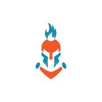 Logo for spartan helmet with fire on it vector