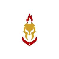 Logo for spartan helmet with fire on it vector