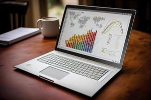 ordenador portátil con analítico datos foto