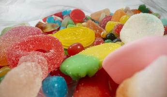 A macro collection of colourful candy and confectionery, photo