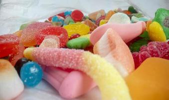 A macro collection of colourful candy and confectionery, photo