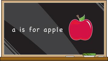 A is for Apple on School Blackboard - Alphabet Learning Educational Illustration vector