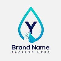 Initial Letter Y Wash Logo, Drop and Wash Combination. Drop logo, Wash, Clean, Fresh, Water Template vector
