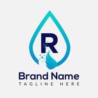 Initial Letter R Wash Logo, Drop and Wash Combination. Drop logo, Wash, Clean, Fresh, Water Template vector