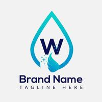 Initial Letter W Wash Logo, Drop and Wash Combination. Drop logo, Wash, Clean, Fresh, Water Template vector