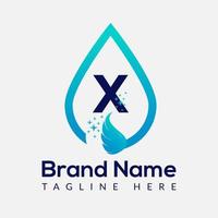 inicial letra X lavar logo, soltar y lavar combinación. soltar logo, lavar, limpio, fresco, agua modelo vector