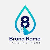 Initial Letter 8 Wash Logo, Drop and Wash Combination. Drop logo, Wash, Clean, Fresh, Water Template vector