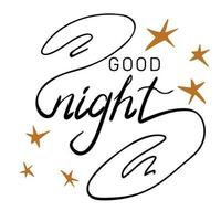 Good night calligraphic inscription with smooth lines vector