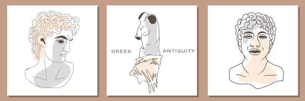 Antiquity. Greek ancient sculpture collection in a trendy modern style vector