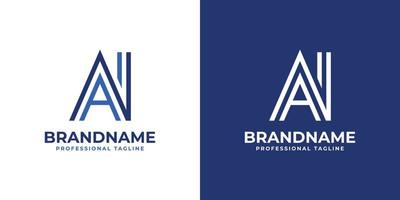 Letter AI Line Monogram Logo, suitable for any business with AI or IA initials. vector